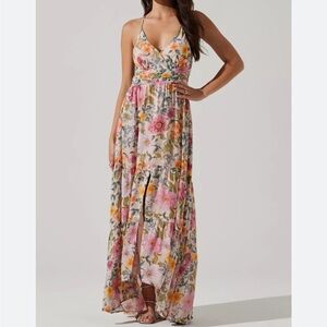 ASTR The Label Frolic Floral Cutout Maxi Dress